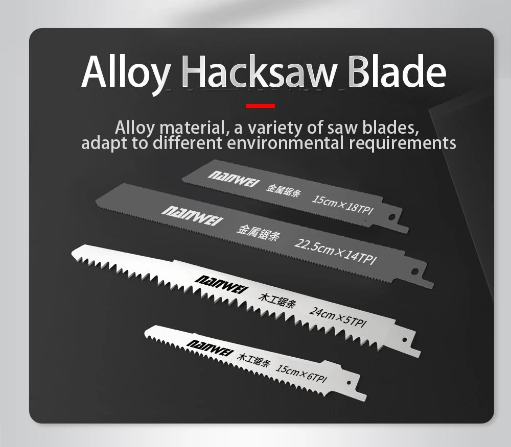 NANWEI Cordless Reciprocating Saw Adjustable Speed Electric Saw Saber Saw Portable for Wood Metal Cutting Saw