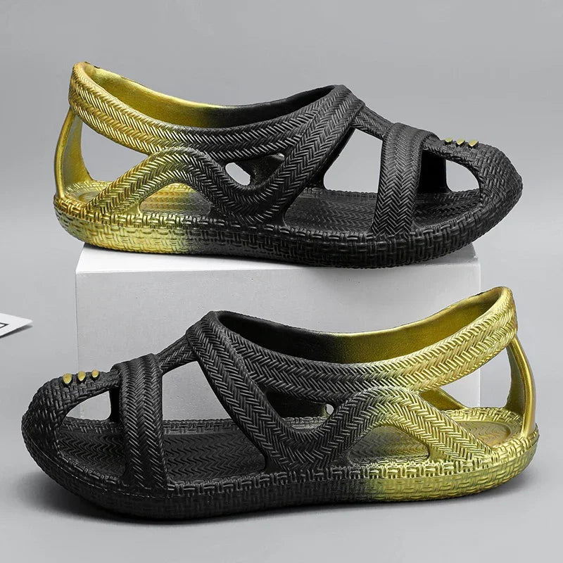 Sandalias Hombre Verano Sandals Men's New Summer Non-Slip Anti-Odor Hollow Breathable Outdoor Casual Flat Beach Shoes