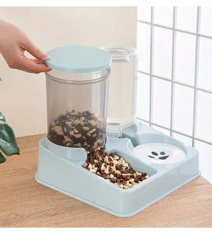 Automatic Cat Feeder Water Dispenser Set 2 In 1 Tilted Automatic Pet Food And Water Feeder Gravity Food Feeder and Waterer