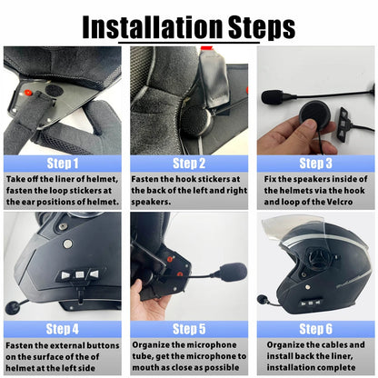 Bluetooth 5.2 Motorcycle Helmet Headset Wireless Handsfree Stereo Music Player Moto Headphone Noise Reduction Earphone With Mic