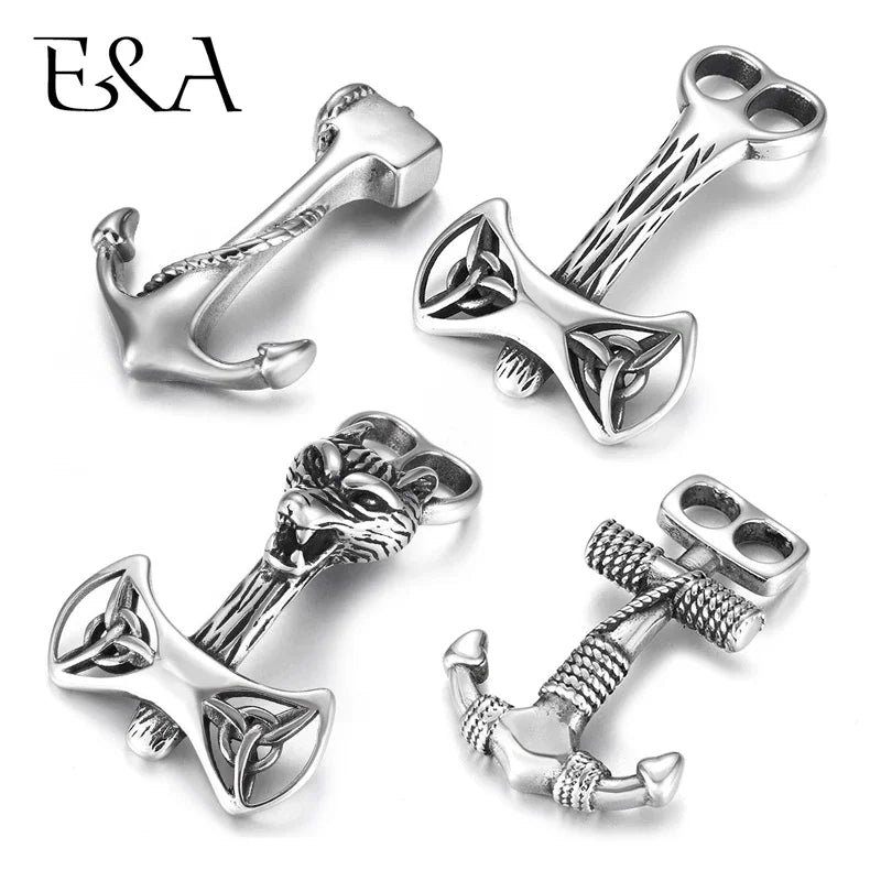 Stainless Steel Anchor Hooks Curved Double Hole for Leather Bracelet Connector Clasp Jewelry Making Findings DIY Supplies
