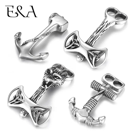 Stainless Steel Anchor Hooks Curved Double Hole for Leather Bracelet Connector Clasp Jewelry Making Findings DIY Supplies