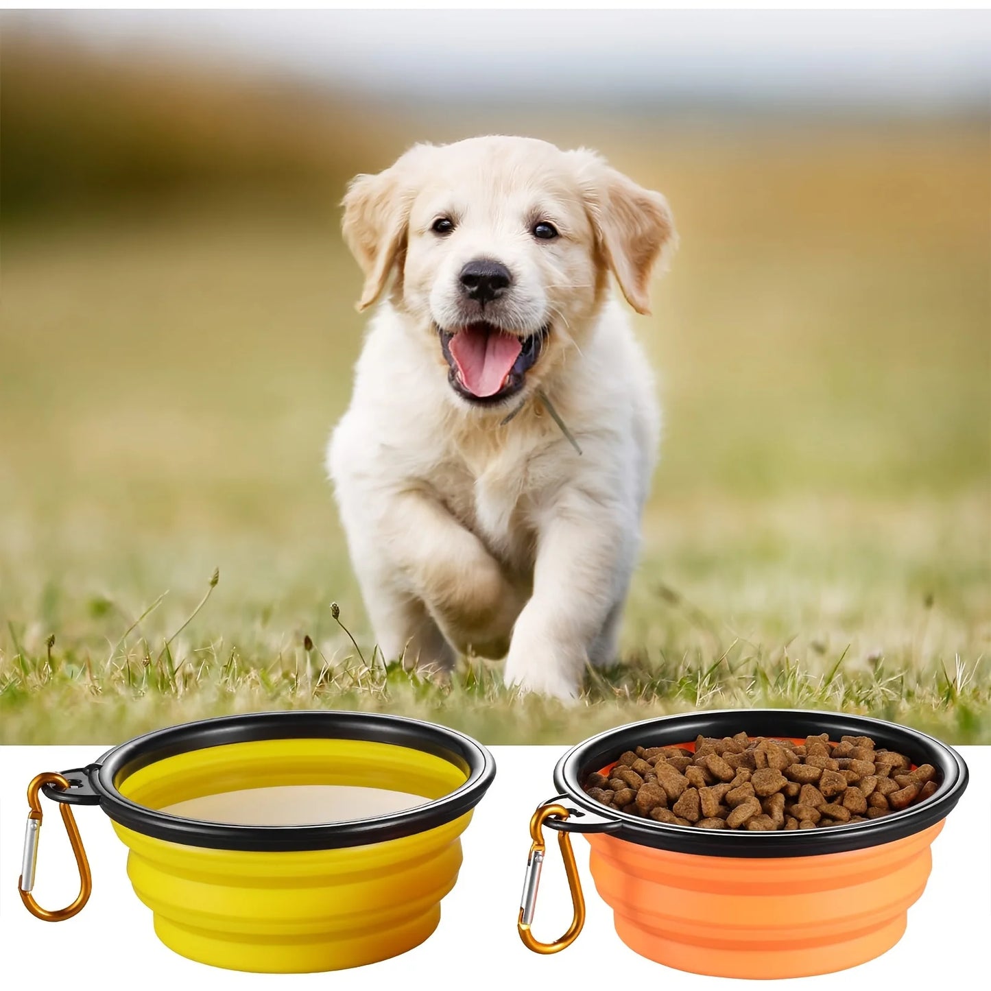 350ML Foldable Silicone Pet Bowl - Travel Bowls for Outdoor Camping - Portable, Collapsible, Lightweight, Space-Saving, Easy-to-