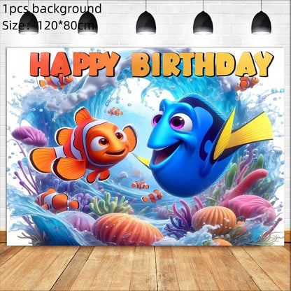 Finding Nemo Birthday Party Decoration Children Party Balloons Disposable Tableware Plates Napkins Cup Tablecloth Party Supplies