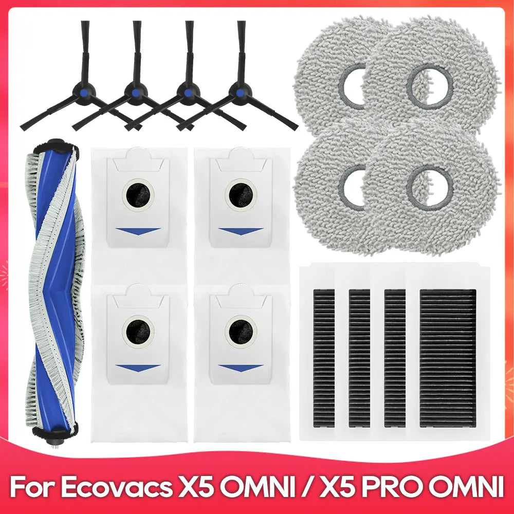 Fit For ( ECOVACS X5 OMNI / X5 PRO OMNI ) Part Accessories Main Side Brush Filter Mop Cloth Dust Bag Robot Vacuum Cleaner Kit