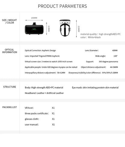 VR Shinecon Casque Headset Virtual Reality Glasses 3D Helmet 3 D For iPhone Android Smart Phone Smartphone Goggles Viar Mobile