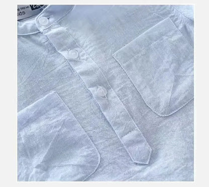 Kids Boys Blouses Shirt 2024 New Arrival Summer Baby Boys Casual Tops White Pink Blue Linen Blouses Kids Summer Clothing
