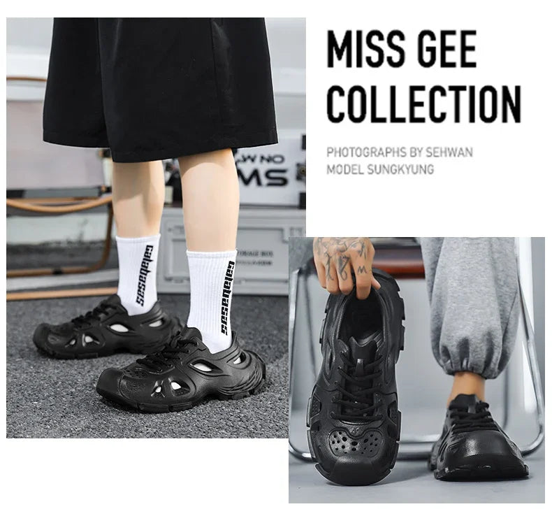 Sandalias Hombre Verano Sandals Men's New Summer Non-Slip Anti-Odor Hollow Breathable Outdoor Casual Flat Beach Shoes