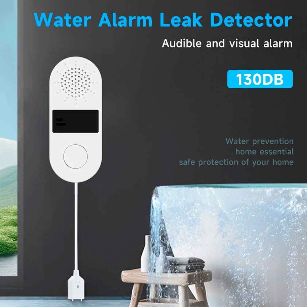 Non-Smart Water Alarm Leak Detector 130dB Sound & Light Water Leak Sensor Essential Waterproof Home Safety Device