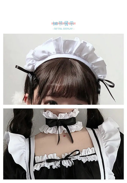 Black White Lolita Maid Girls Women Lovely Cosplay Costume Outfit Dress Sexy French Apron Servant Uniform Exotic CafeMaid S-4XL