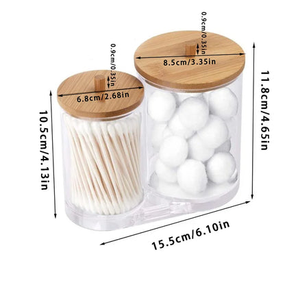 Cotton Swab Holder Bathroom Dispenser Storage Cotton Ball, Cotton Swab, Cotton Round Pads, Floss Picks - Clear Canister