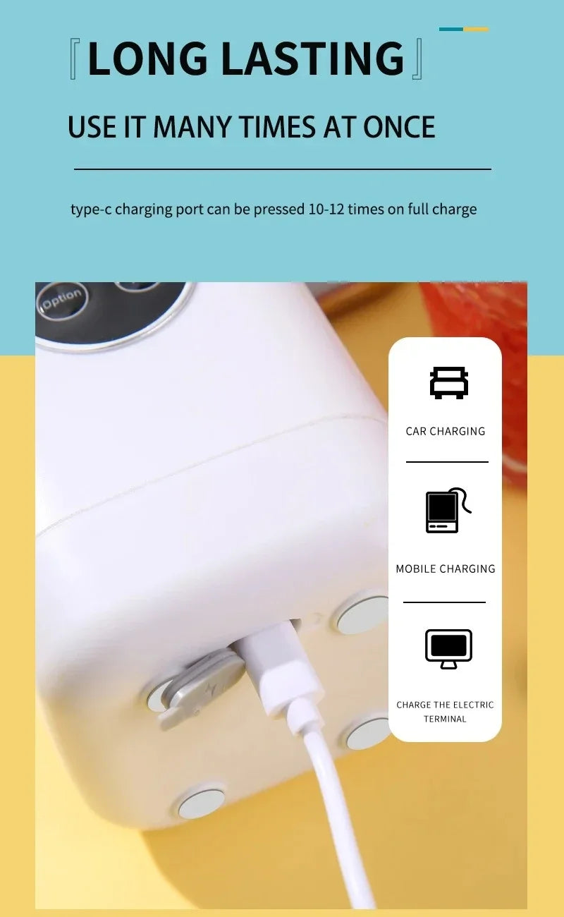 Electric Blender Rechargeable Portable Juicer USB Charging Hand Blender Electric Fruit Juicer 12 Blades Crushed Ice Juicer Cup