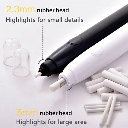 Electric Eraser Art Drawing Eraser Highlight Sketch Eraser for Students with Refills Correction Supplies Stationery