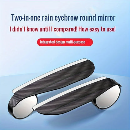 2pcs Car rearview mirror, rain eyebrow, small round mirror, integrated reflector, reverse mirror, rain shield