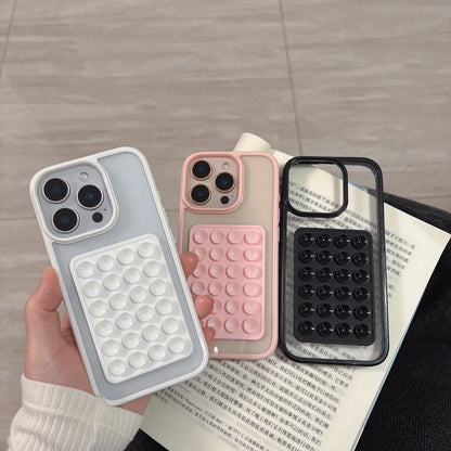 3D Suction Cup Airbag Phone Case For iPhone 16 15 14 13 12 11 Pro Max XR X XS 7 8 Plus Transparent Candy Shockproof Bumper Cover