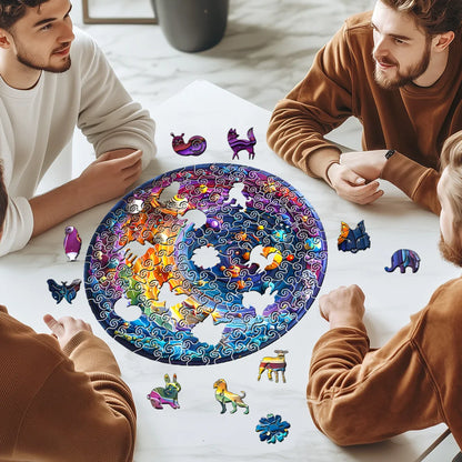 A Space Themed Wooden Puzzle Suitable For Adults - Challenging Irregular Shaped Intellectual Puzzle, Environmentally Friendly