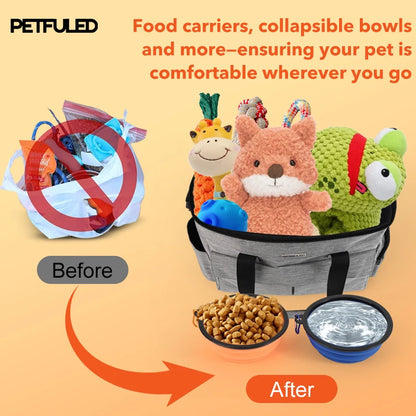 6 Sets Large Dog Travel Bag, Dog Camping Essentials, Weekend Pet Travel Kit, Dog Travel Accessories With Multi-Purpose Pocket