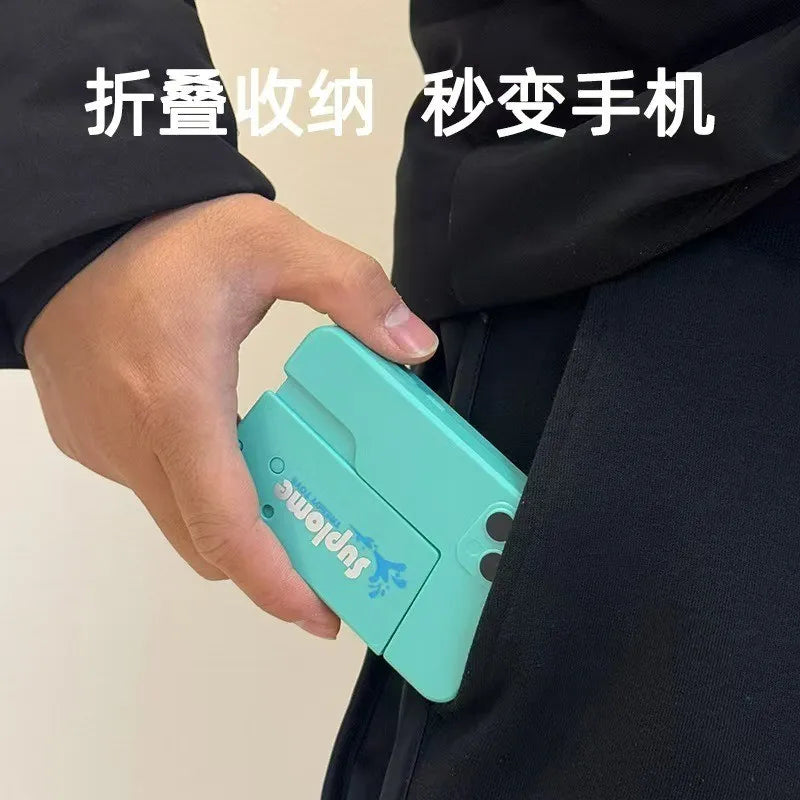 Folding mobile phone water gun, large-capacity explosions, water spray guns, boys and girls, baby water toys.