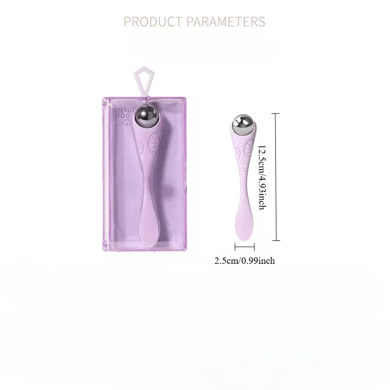 A double-ended manual eye massage roller with a gentle roll-on design for delicate eye treatments