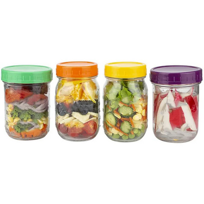 B84B-48 Pack Plastic Jar Lids - Colored Jar Caps 100% Compatible For Ball Kerr Wide Jars (Wide Mouth)