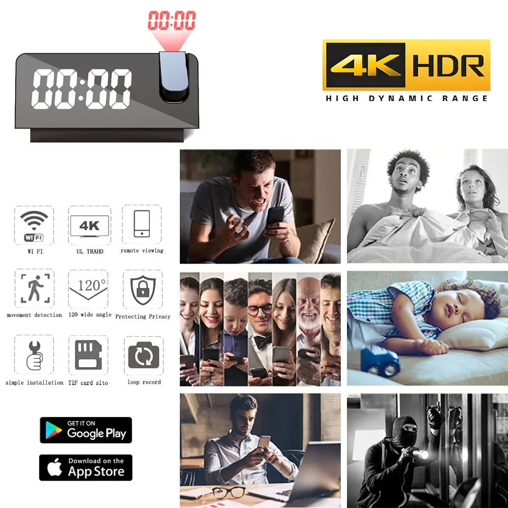 2025HD4K clock camera, wireless WiFi camera, smart home monitoring, pet camera, DIY camera, mini camera, nanny style monitoring