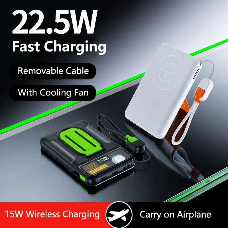 22.5W Magnetic Power Bank 30000mAh Wireless Fast Charging External Battery Turbine Coolingfor IPhone Xiaomi Magsafe Powerbank