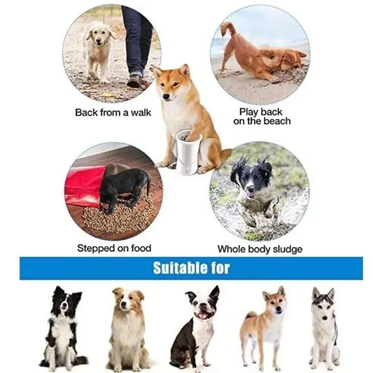 Waterproof Electric Pet Paw Cleaner USB Rechargeable with Massage Bristles Mud Snow Dirt Remover Cup for Small Medium Sized Dogs