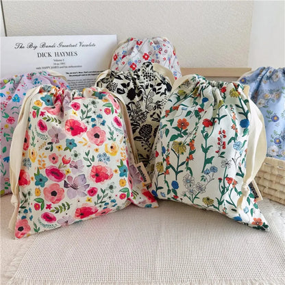 Portable Baby Organizer Baby Diaper Bag Mommy HandBag Drawstring Stroller Wet Dry Nappy Bags Printed Flower Bebe Diapers Storage
