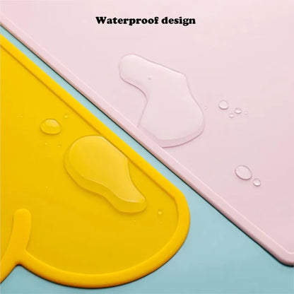Silicone Dog Cat Bowl Mat with High Lips Non-Stick Waterproof Food Feeding Pad Puppy Feeder Tray Water Cushion Placemat