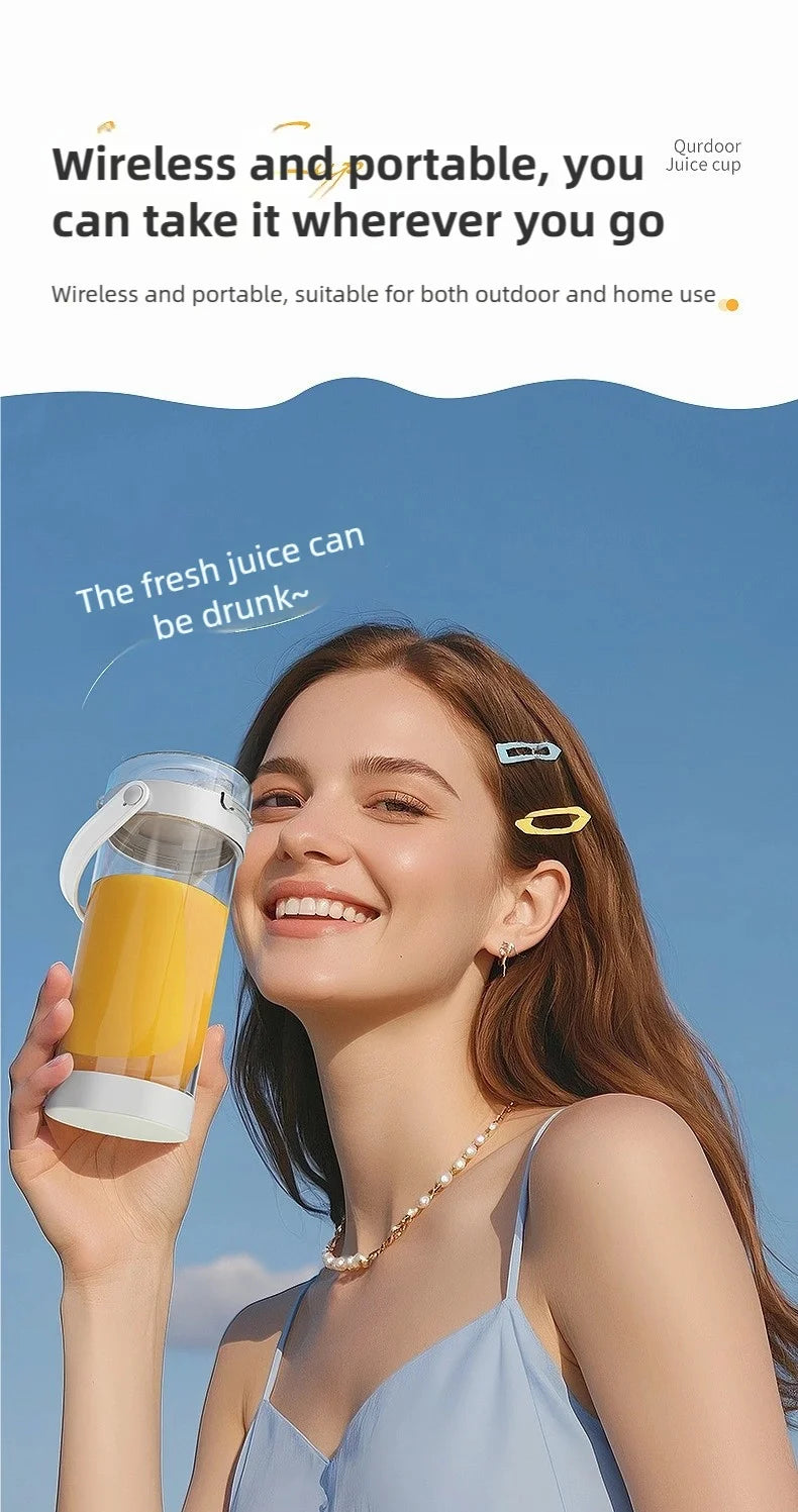 New Portable Juice Blender 600ml 12 Blades Fast Blending USB Rechargeable For Outdoor Milkshake Smoothie Electric Blender