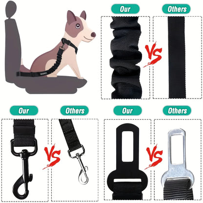 Dog Seat Belt, Retractable Dog Car Harness Adjustable Dog Seat Belt for Vehicle Nylon Pet Safety Seat Belts Heavy Duty