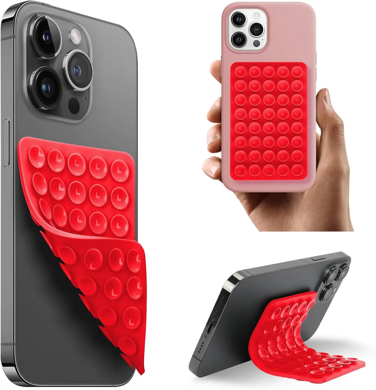 Heart Shape Double Sided Phone Suction Holder, Multi-Purpose Silicone Suction Cup Phone Mount Phone Case Sticky Phone Grip