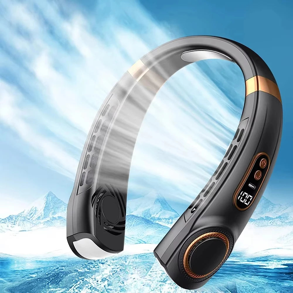 Xiaomi Mini Neck Fan Portable Leafless Neck Fan Air Cooler Digital Display Silent Air Conditioner USB Rechargeable Neck Fan