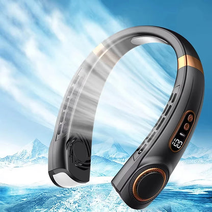 Xiaomi Mini Neck Fan Portable Leafless Neck Fan Air Cooler Digital Display Silent Air Conditioner USB Rechargeable Neck Fan