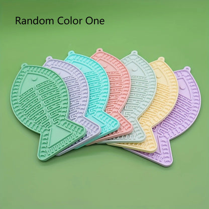 1pc Interactive Fish-Shaped Silicone Pet Lick Mat with Suction Cups Textured Slow Feeder for Dogs and Cats Durable Easy Clean