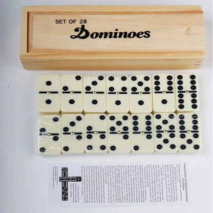 Dominos Set for Adults Dominoes Classic Board Games 28 Tiles with Wood Case Double 6 Dominoes Games for Kids Family Game Nights