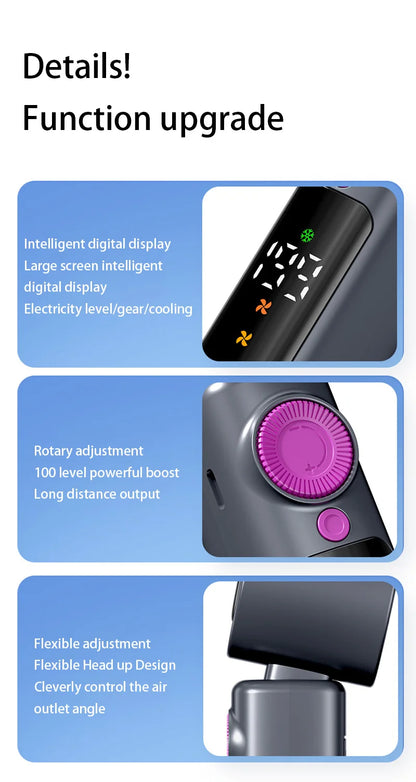 Electric Fan Handheld Fan 199 Gears High Speed Semiconductor Cooling Handheld Fan Mini Portable Folding USB Small Fan