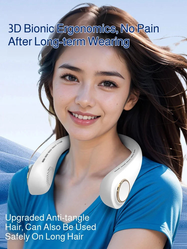 2025 Mini Hanging Neck Fan Portable Bladeless Neck Fan Air Cooler Digital Display Rechargeable Air Conditioner Neck Ventilator