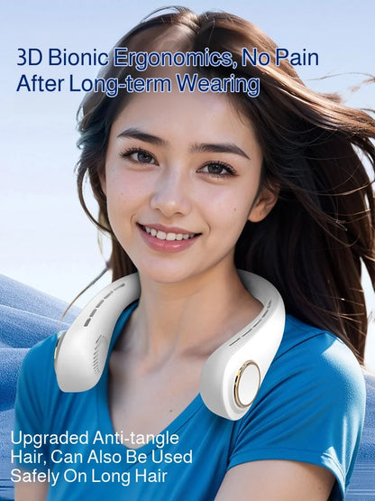 2025 Mini Hanging Neck Fan Portable Bladeless Neck Fan Air Cooler Digital Display Rechargeable Air Conditioner Neck Ventilator