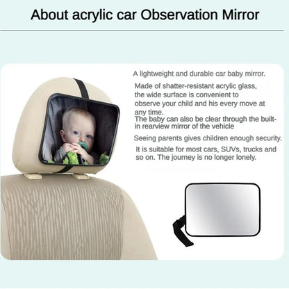 Adjustable Wide Car Rear Seat Mirror Baby/Child Seat Car Safety Mirror Monitor Square Safety Car Baby Mirror Car Interior