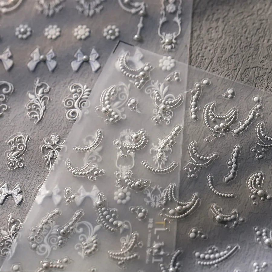 5Dquality pearl thread curtain nail art stickers French line decorative nail art stickers art slider decals nail art accessories