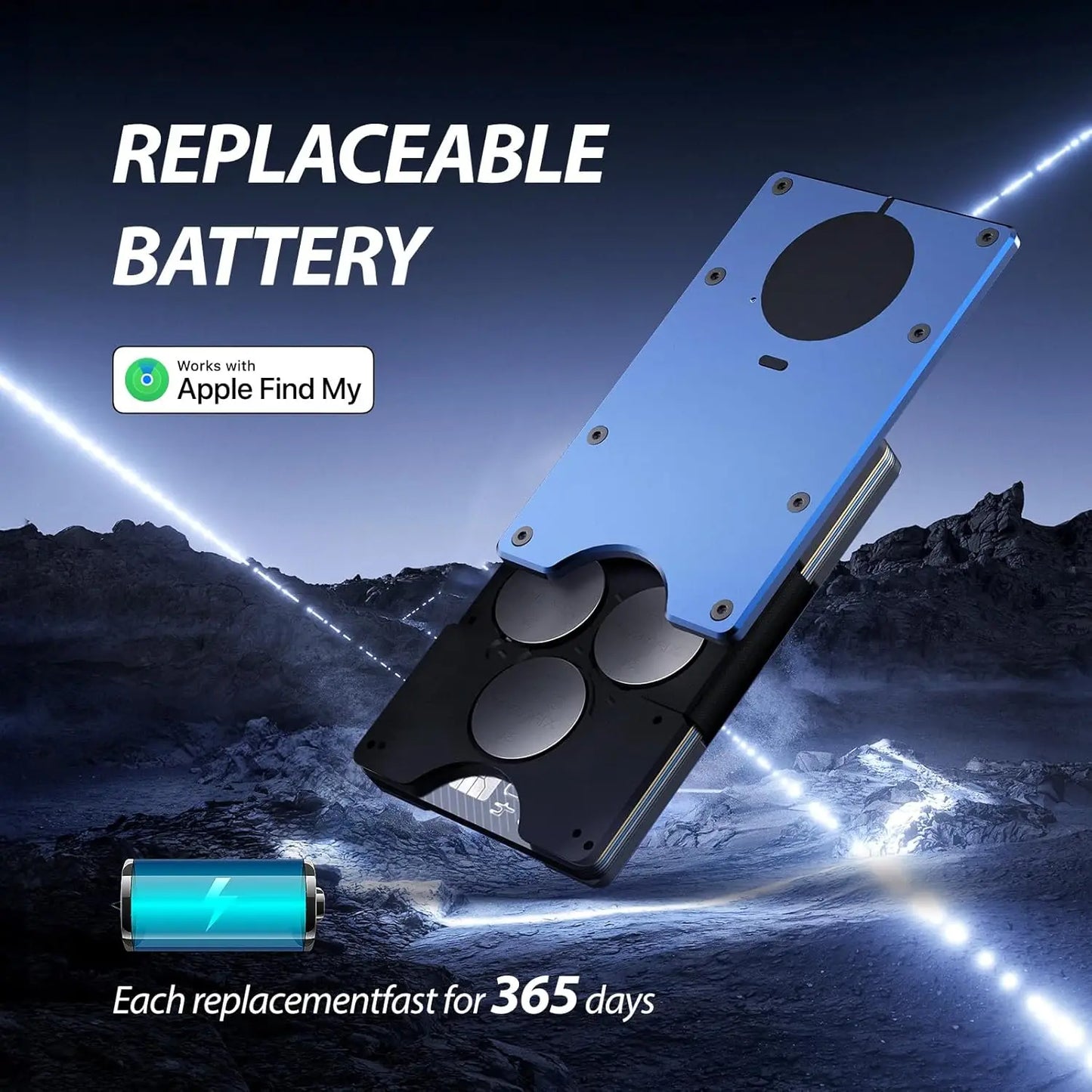 RFID Blocking Credit Card Holder, Slim Wallet For Men, Compatible with Find My iOS Only, Detachable Money Clip