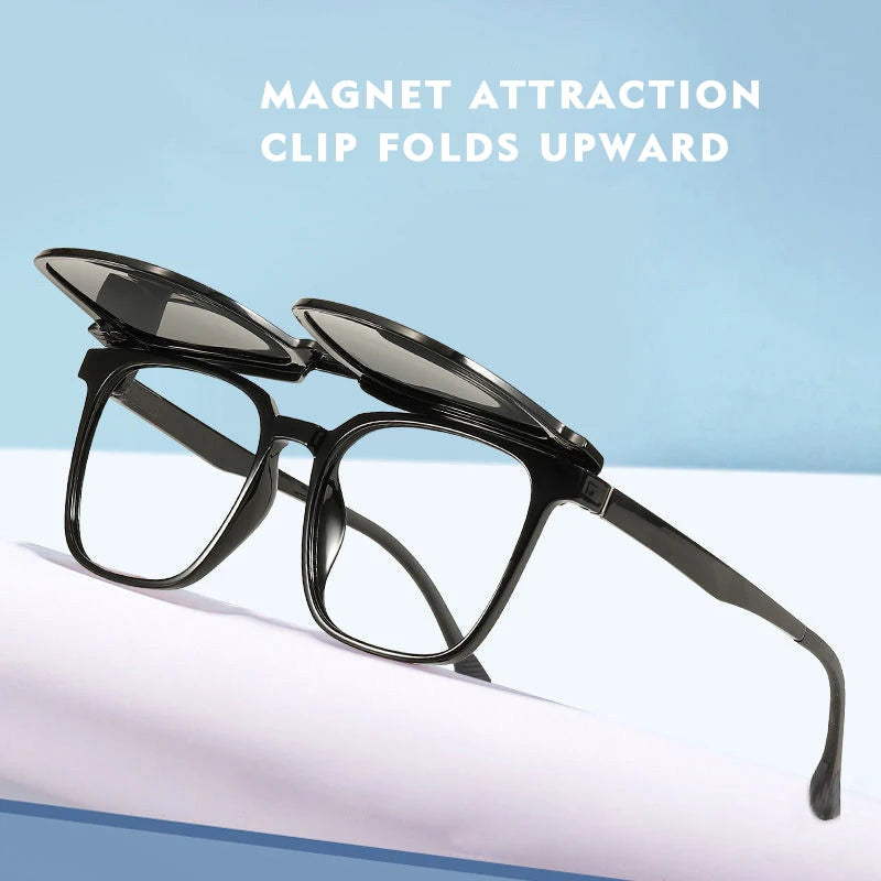 Magnetic Clip on Optical Myopia Glasses For Men Women Polarized Sunglasses Prescription Reading Glasses Blue Light Glass #TJ2190