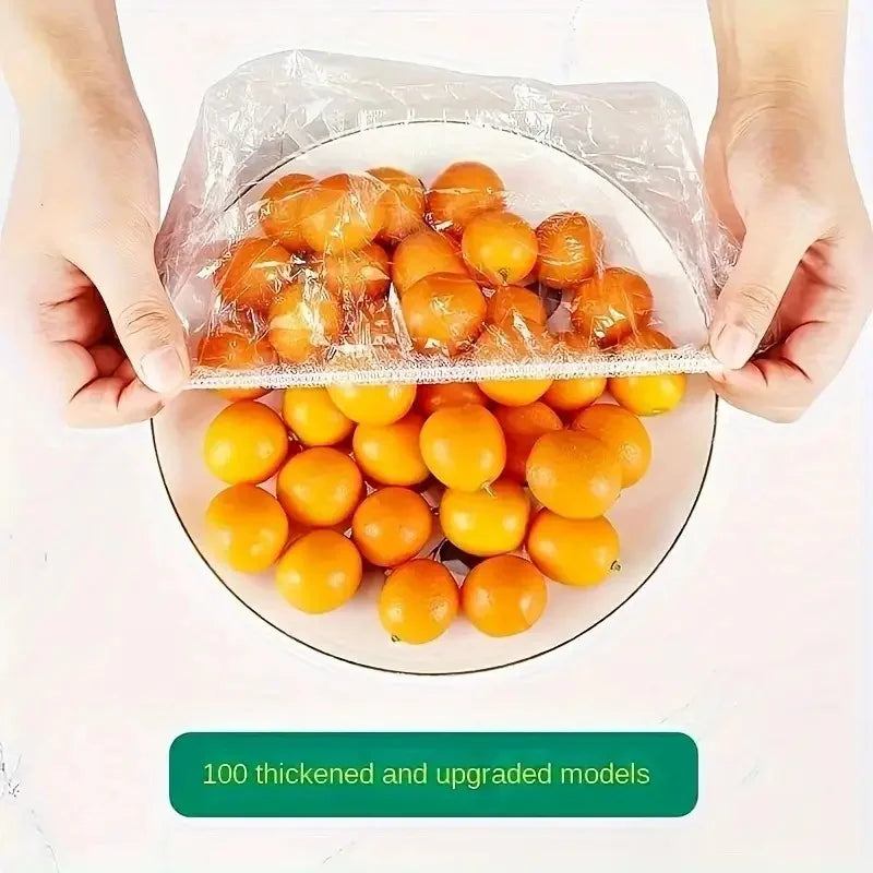 Transparent 100-Pack Reusable Elastic Food Storage Covers Stretchable Plastic Bowl Plate Seal Wrap Unscented Perfect Alternative