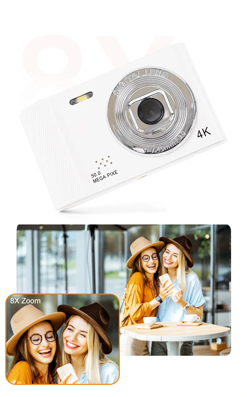 Digital Camera Retro CCD Portable Camera Dual Camera Flash 8x Digital Zoom Entry-Level Small Students Campus Selfie camera