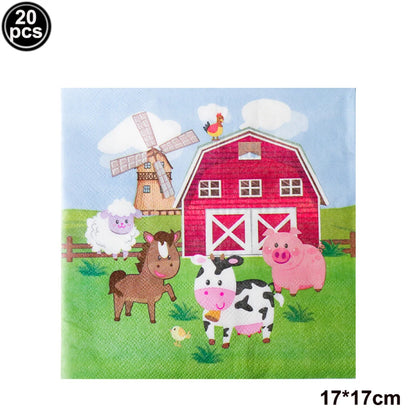 Farm Animals Paper Napkins  Farm Dessert Napkins Disposable Paper Napkin Baby Shower Party Decor Farm Themed Birthday Supplies