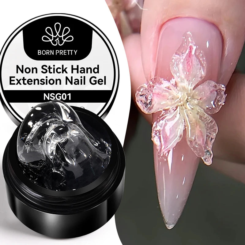BORN PRETTY 15ml Clear Non Stick Hand Extension Gel Nail Polish for 3D Shaping Nail Art Solid Milky Jelly Hard Gel for Fake Nail