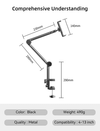 Tablet Bracket for Bed iPad Stand 360° Rotating Bed Tablet Mount Stand with 90cm Metal Arm For 4.7~12.9 inch Phone Tablet Holder