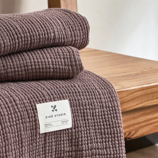 Maillard Cotton Blankets Four Layers Of Gauze Sofa Cover Blanket With Tassel AB Side Office Nap Decorative Bed Muslin Blanket