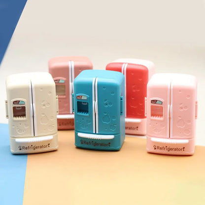 Cute Simulation Microfilm Furniture Double Door Refrigerator 1:12 Dollhouse Kitchen Model Decorations For Girl Birthday Gifts